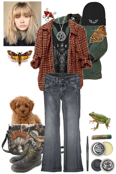 mothcore (Billie) Outfit | ShopLook Style 2025, Cottagecore Grunge, Outfit Maker, Outfit Shoplook, Moth, Denim Jacket, Outfit Ideas, Fashion Inspo, How To Wear