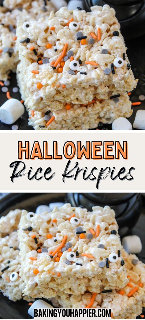 Easy Rice Crispy Treats Recipe, Decorated Rice Krispie Treats, Halloween Rice Krispie Treats Ideas, Easy Rice Krispie Treats, Halloween Rice Crispy Treats, Candy Corn Recipe, Halloween Rice Krispie Treats, Rice Krispies Recipe, Rice Crispy Treats Recipe