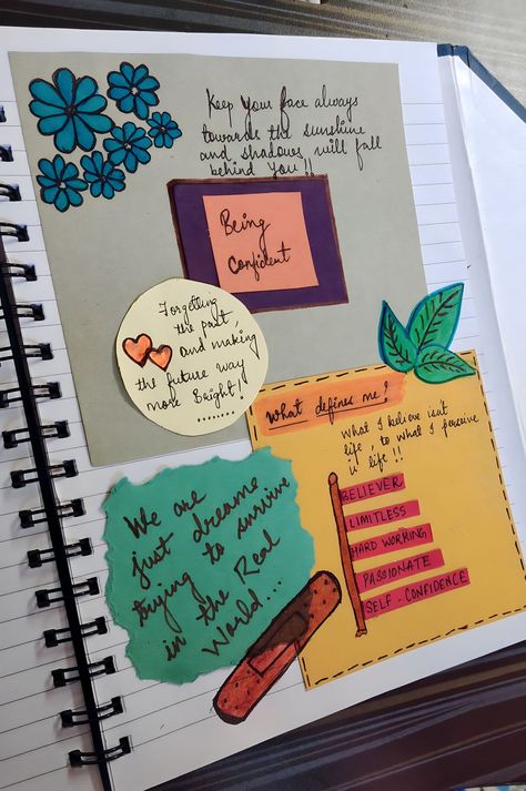 Self Journal Ideas, Dairy Design Ideas, Writing Snap, Dairy Aesthetic, Mini Art Journal, File Decoration Ideas, Journal Inspiration Writing, Doodle Quotes, Bond Paper Design