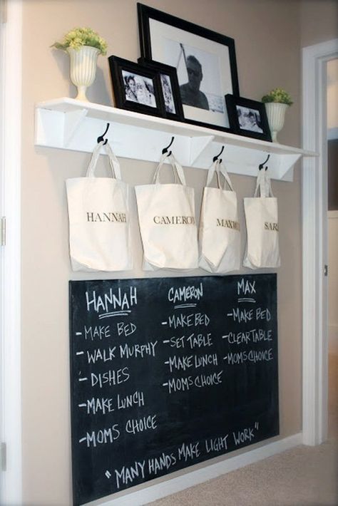 Creative Ways to Use Chalkboard Paint in Kids Spaces | Apartment Therapy Family Command Center, Organized Chaos, Family Organizer, Chore Chart, Recycled Crafts, Cleaning Organizing, How To Make Bed, 인테리어 디자인, Organization Hacks