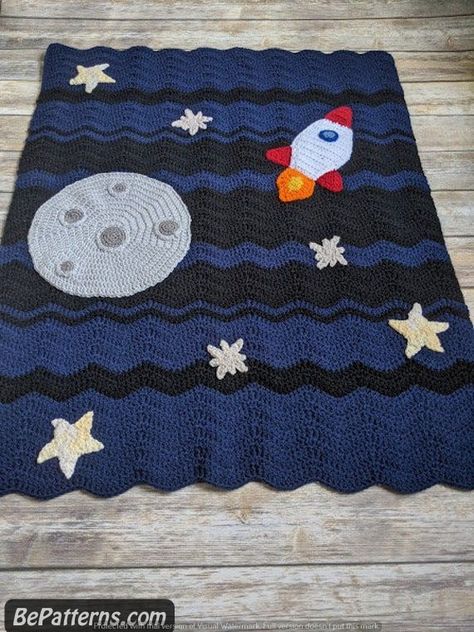 crochet blanket-Free Cozy Crochet Granny Square Tops: Cute Pattern Ideas Crochet Astronaut Blanket, Astrology Crochet Blanket, Space Theme Crochet Blanket, Night Sky Crochet Blanket, Space Crochet Blanket, Crochet Space Blanket, Crochet Space Theme, Crochet Astronaut, Moon Baby Blanket