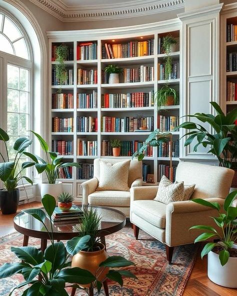 Colonial Modern, Pakistan Home, Dream Library, Bookshelves In Living Room, Home Library Design, Home Libraries, Updating House, House Room, Home Library