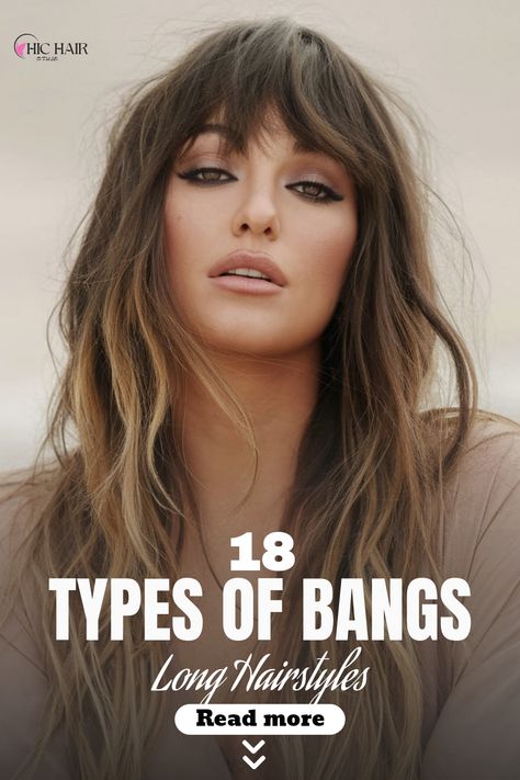 Effortless beach waves with curtain fringe Hairstyle For Long Hair With Bangs, Beach Waves With Bangs, Natural Wavy Hair Bangs, Hairstyles With Long Bangs, Bangs For Wavy Hair, 70s Hairstyles For Long Hair, Hairstyles With Fringe, Wavy Fringe, Types Of Bangs