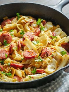 Kielbasa Skillet, Kielbasa And Cabbage, Kielbasa Recipes, Cabbage And Sausage, Kielbasa Sausage, Skillet Recipes, Fried Cabbage, Kielbasa, Skillet Meals