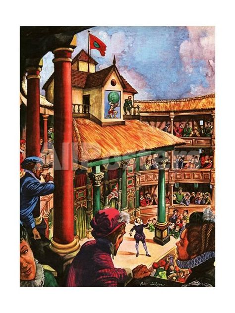 Shakespeare Performing at the Globe Theatre Travel Giclee Print - 46 x 61 cm Theater Painting, Elizabethan Theatre, The Globe Theatre, Chicago Painting, Literature Posters, Globe Theatre, Shakespeare Theatre, Globe Theater, Bolshoi Theatre