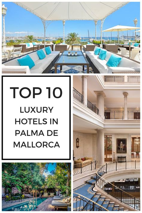 We’ve picked our Top 10 luxury hotels in Palma de Mallorca to showcase the best the city has to offer.  From boutique hotels located in the narrow streets of the old town, to the large chain hotels near the marina.  Without doubt, there are some extraordinary luxury hotels in Palma de Mallorca. Perhaps the hardest decision to make is which hotel to choose. Palma Beach, Top Hotels, Boutique Hotels, Luxury Hotels, Beach Hotels, Beach Resorts, Car Rental, Best Hotels, Boutique Hotel