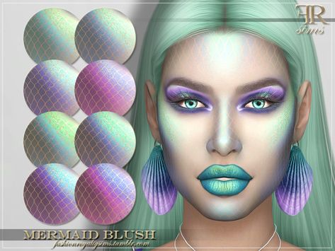 FashionRoyaltySims' FRS Mermaid Blush | Sims 4 Updates -♦- Sims 4 Finds & Sims 4 Must Haves -♦- Sims 4 Mermaid Skin Cc, Sims 4 Cc Mermaid, Sims Aesthetic, Sims Finds, Cat Halloween Makeup, Mermaid Skin, Makeup Cc, Sims Packs, Mermaid Kids