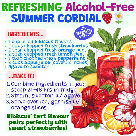 If you're looking for ideas for a refreshing and colourful summer fruit cordial this recipe is for you. As the weather gets hotter your guests will appreciate a non-alcoholic drink that feels healthy, refreshing and looks vibrant and colorful! Dried Hibiscus Flowers, Alcoholic Drink, Lemon Peel, Free Summer, Apple Juice, Orange Slices, Summer Fruit, Non Alcoholic Drinks, Cordial