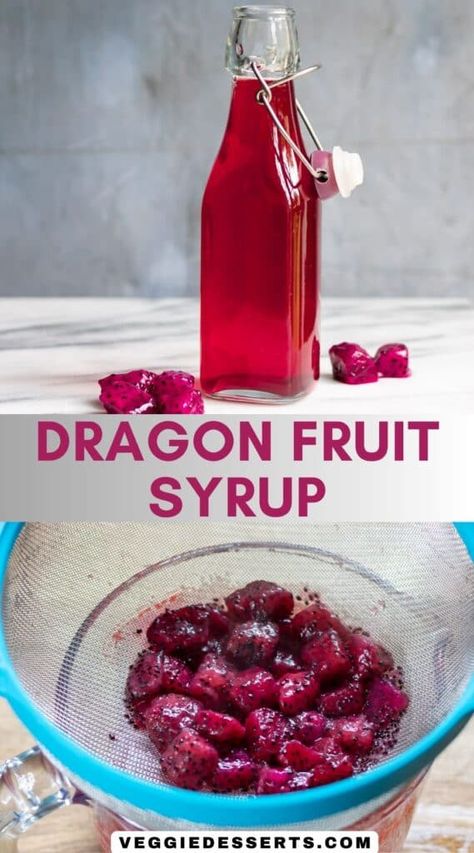 Dragon Fruit Syrup Dragon Fruit Syrup, Dragon Fruit Dessert, Dragon Fruit Drink, Dragonfruit Recipes, Fruit Shrub, Shrub Recipe, Fruit Syrup, Fruit Sauce, Simple Syrup Recipes