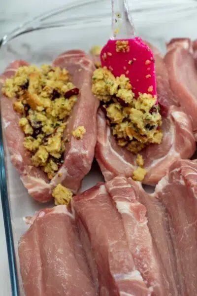 Stuffed Pork Chops With Stove Top, Pork Chops With Stove Top Stuffing, Stovetop Stuffed Pork Chops, Stove Top Stuffing Pork Chop Recipes, Baked Stuffed Pork Chops With Stove Top Stuffing, Stove Top Stuffing Mix, Stuffing Ingredients, Boneless Pork Loin, Stuffing Mix