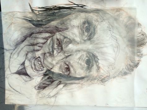 Vellum Paper Art, Tracing Paper Art Ideas, Tracing Paper Drawing, Layers Art Gcse, Tracing Paper Art, Chantal Horeis, Acetate Art, Hiding Emotions, Layered Drawings