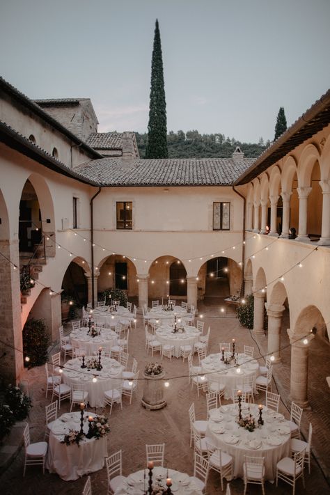 Wedding Venue in Umbria, Italy | Abbazia San Pietro in Valle | See more on The Lane... | #reception #styling #dinner #event Italy Wedding Venues, Courtyard Wedding, Villa Wedding, Inexpensive Wedding, The Lane, San Pietro, Tuscany Wedding, Italian Wedding, Dreamy Wedding