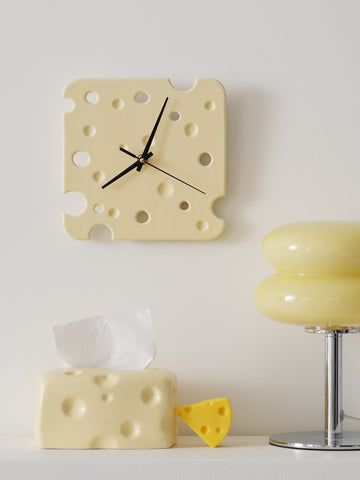 Unusual Room Decor, Funky Wall Clock, Creative Clock Design, Food Shaped Furniture, Odd House Decor, Food Shaped Decor, Trippy Bathroom, Food Room Decor, Weird Home Decor