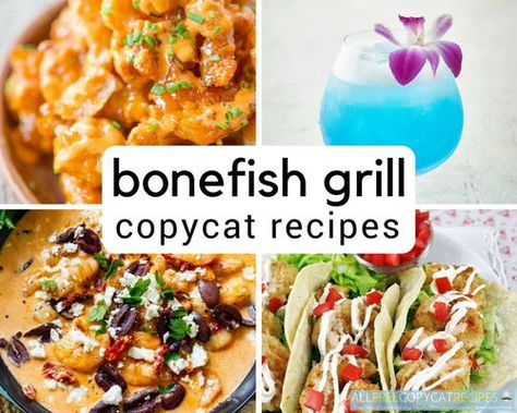 Bonefish Grill Recipes, Grilled Brussel Sprouts, Secret Restaurant Recipes, Cracker Barrel Recipes, Grilled Salad, Bonefish Grill, Seafood Entrees, Scampi Recipe, Fish Tacos Recipe