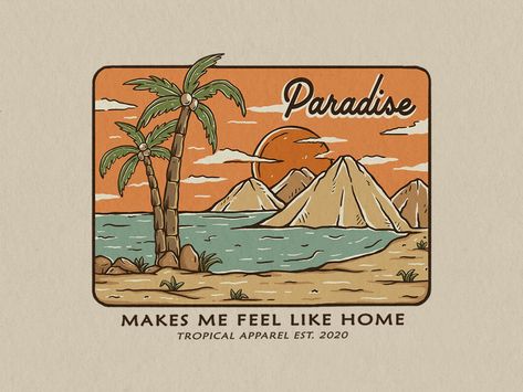 Summer Paradise by Slikfreak Vintage Shirt Design, Logos Vintage, City Sketch, Logo Design Inspiration Creative, Tropical Outfit, Shirt Inspiration, Van Wrap, Summer Paradise, Summer Illustration