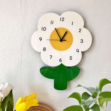 Home, Furniture & DIY | Vehicle Parts & Accessories | Sporting Goods | Toys & Games  | Business, Office & Industrial Silent Wall Clock Flower Hanging Clock Artwork Decorative Creative Crafts Description: Material: The wall clock is made of wood, is quiet clock, and is durable. Easy to Read: This art wall clock has large engraved numerals, which are clear and easy to read, and accurate travel time Design: This wall hanging clock is a cute shape designed, making your home lovely and warm. Occasion Simple Clock, Clock Craft, Clock Flower, Flower Hanging, Cute Shape, Diy Clock Wall, Hanging Clock, Wall Clock Design, Clock Art