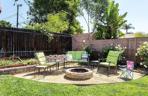 Decomposed granite fire pit area Decomposed Granite Fire Pit Area, Crushed Granite Fire Pit Area, Crushed Granite Patio, Granite Fire Pit, Drought Tolerant Landscape Front Yard, Make A Fire Pit, Outdoor Fire Pit Area, Crushed Granite, Types Of Granite