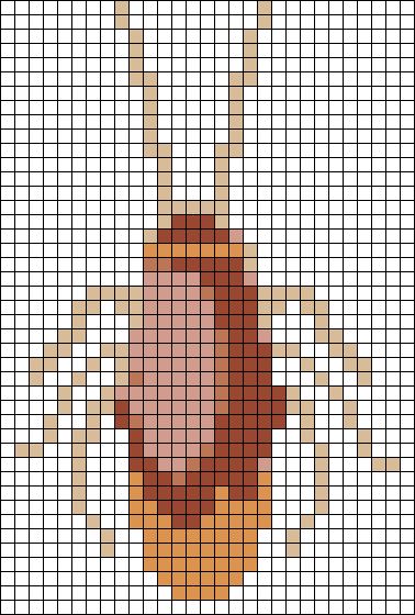 Alpha pattern #132756 | BraceletBook Insect Cross Stitch Pattern, Insect Alpha Pattern, Bug Alpha Pattern, Bug Pixel Art, Lighting Bugs, Fair Isle Chart, Pokemon Pixel, Grid Patterns, Square Cardigan