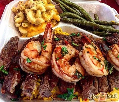 Jerk Steak & Shrimp Over Yellow Rice Jerk Steak And Shrimp, Jerk Steak, Chili Cheese Dog Recipe, Yellow Rice Recipe, Forgotten Chicken, Yellow Rice Recipes, Steak Shrimp, Steak And Shrimp, Tasty Meat