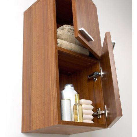 Fresca Teak Bathroom Linen Side Cabinet  Dimensions: 12.5W x 11.75D x 27.5H in   $220 Linen Storage Cabinet, Teak Bathroom, Walnut Wall, Freestanding Storage Cabinet, Bathroom Shelf Decor, Mounted Cabinet, Wall Mounted Bathroom Cabinets, Wall Vanity, Freestanding Storage