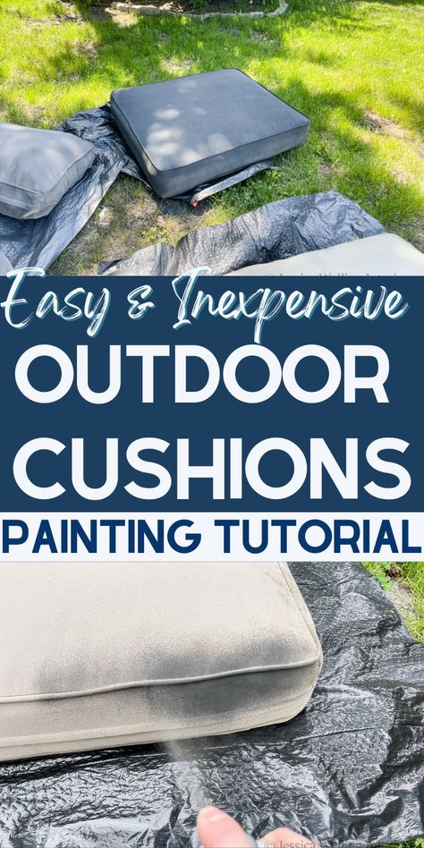 How To Paint Outdoor Cushion. Painting outdoor cushions is an easy and inexpensive way to give your patio furniture new life. Painting Outdoor Cushions, Cushion Painting, Diy Patio Furniture Cushions, Diy Patio Cushions, Diy Chair Cushions, Outside Cushions, Outdoor Furniture Makeover, Wicker Furniture Cushions, Porch Chairs