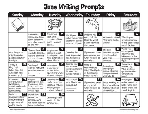 Keep writing through the summer with June Writing Prompts! January Writing Prompts For Kids, Calendar Drawing Ideas, New Art Ideas, August Writing, Writing Calendar, Calendar Drawing, January Writing Prompts, November Writing Prompts, November Writing