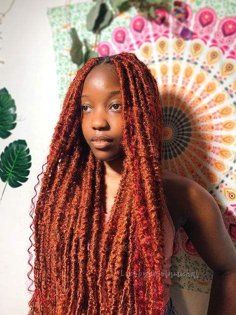 Fauxlocs Ginger Bohemian Locs, Soft Locs Medium, Soft Locs Color, Bohemian Locs Black Women, Bohemian Soft Locs, Locs Ginger, Locs Color, Locs Black Women, Bohemian Pictures