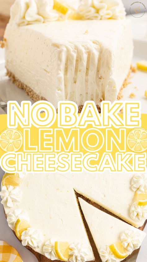 This No Bake Lemon Cheesecake is a rich and creamy cheesecake with bright & zesty fresh lemon flavor - lemon juice and lemon zest! A buttery graham cracker crust filled with an easy to make no bake lemon cheesecake filling.