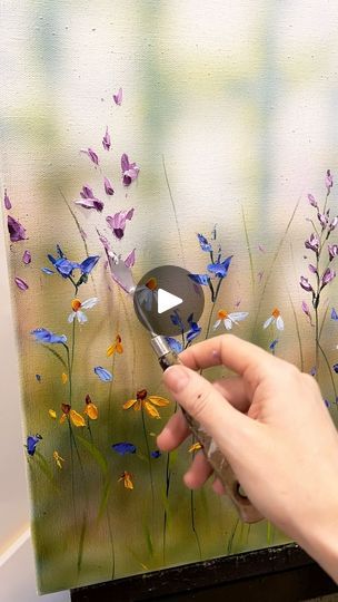 Wildflower Painting Tutorial, Wildflower Acrylic Painting, Sarah Mcdonald, Wildflower Painting, Wildflower Paintings, Palette Knife Painting, Impasto Painting, Painting Process, Paint Cans