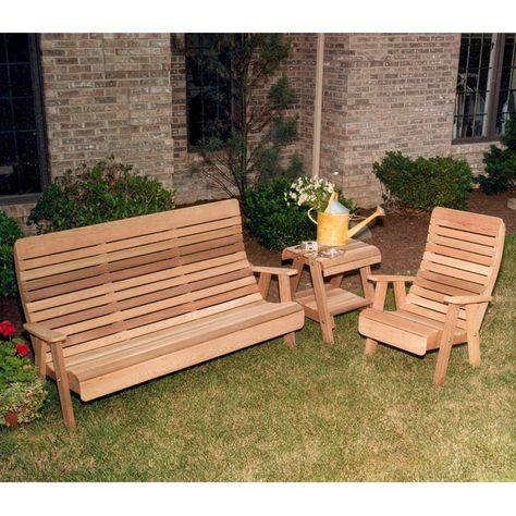 Cedar Bench, Cedar Stain, Patio Side Table, 3 Piece Sofa, Chair Collection, Patio Sofa Set, Backyard Spaces, Outdoor Living Room, Conversation Set Patio