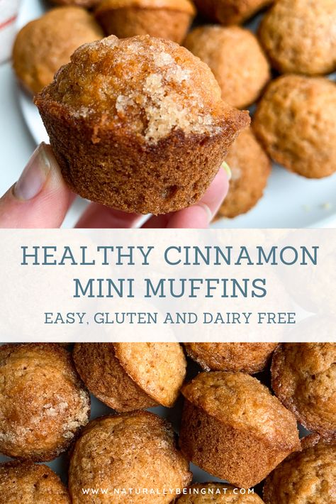 Healthy Mini Muffins Clean Eating, Dairy Free Healthy Muffins, Gluten Free Mini Banana Muffins, Gf Cinnamon Muffins, Gluten Free Flour Muffins, Mini Muffins Gluten Free, Gf Mini Muffins, Dairy Free Mini Muffins, Almond Flour Mini Muffins