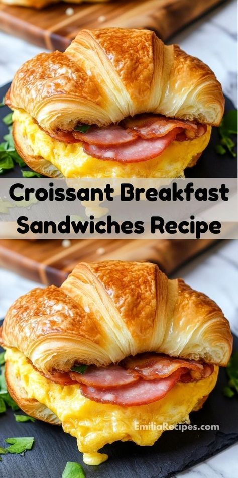 Looking for fresh breakfast ideas? Try these Croissant Breakfast Sandwiches. Perfect for any meal, whether it's morning or evening, they're among the best breakfast sandwich recipes out there. Give this simple breakfast option a try today! Croissant Breakfast Sandwiches, Top Breakfast Recipes, Easy Breakfast Sandwich, Croissant Breakfast Sandwich, Best Breakfast Sandwich, Croissant Sandwich, Breakfast Sandwich Recipes, Croissant Breakfast, Croissant Recipe