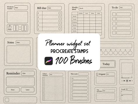 Free Procreate Planner Sticker Stamp Brushes, Create Your Own Planner, Bullet Journal Paper, Creative Planner, Digital Templates, Bullet Journal Stickers, Procreate App, Digital Planners, Planner Sticker