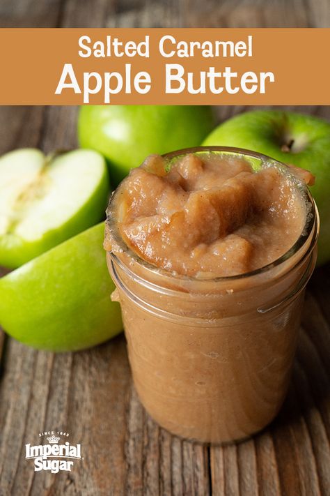 Hot Buttered Apple Sauce, Carmel Apple Butter Recipe, Apple Butter Christmas Gift, Apple Butter Variations, Salted Caramel Apple Butter For Canning, Apple Butter Flavors, Apple Pie Butter, Canning Apple Butter Recipe, Caramel Pecan Apple Butter