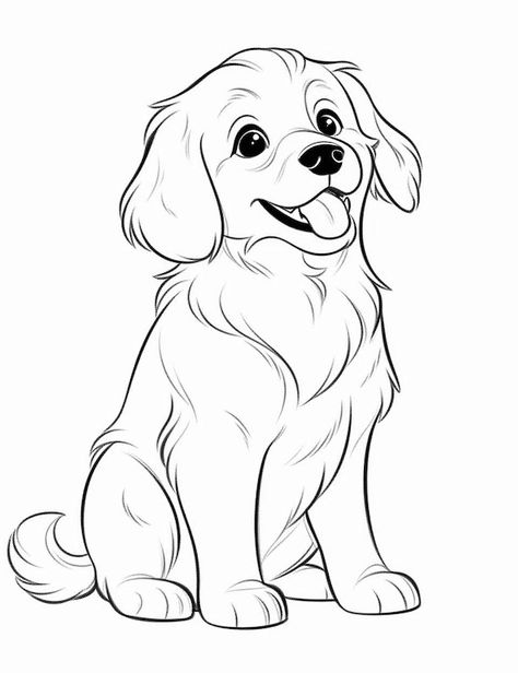 Golden Retriever Colors, Our Mindful Life, Dog Coloring Book, Puppy Coloring Pages, Puppy Drawing, Pumpkin Coloring Pages, Puppy Art, 강아지 그림, Dog Coloring Page