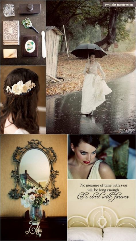 Twilight wedding theme moodboard Bella And Edward Wedding, Twilight Wedding Dresses, Twilight Wedding, Enchanted Wedding, Fairy Tale Wedding, Forest Wedding, Wedding Mood Board, Pretty Wedding, Wedding Mood