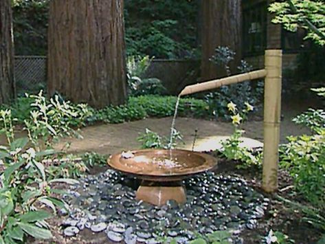 Backyard Water Fountains, Bamboo Fountain, Outdoor Water Features, Garden Water Feature, Small Water Features, Fountain Design, Backyard Water Feature, Water Fountains Outdoor, Garden Water