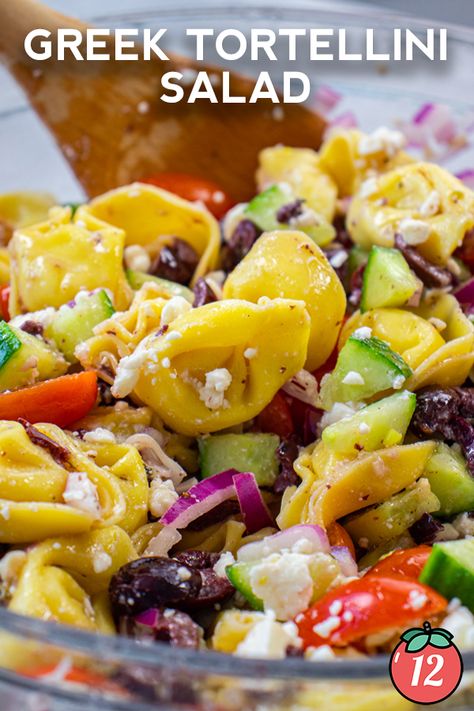 Greek Tortellini Salad | 12 Tomatoes Cheese Tortellini Salad, Greek Tortellini, Pineapple Pretzel Salad, Greek Tortellini Salad, Best Greek Salad, 12 Tomatoes Recipes, Summer Potluck, Types Of Salad, Tortellini Salad