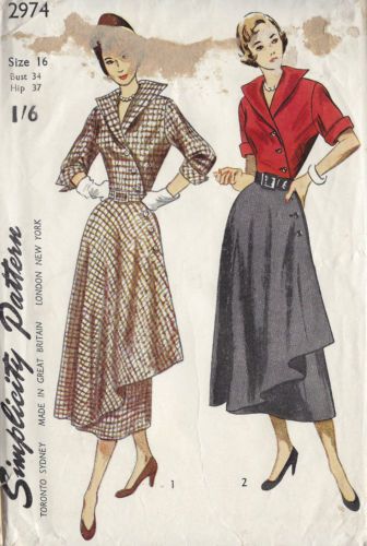 1949-Vintage-Sewing-Pattern-B34-DRESS-1240 40s Mode, 40's Fashion, Áo Blu, Fashion Design Inspiration, Patron Vintage, Mode Retro, Fashion 1940s, Vintage Dress Patterns, Motif Vintage