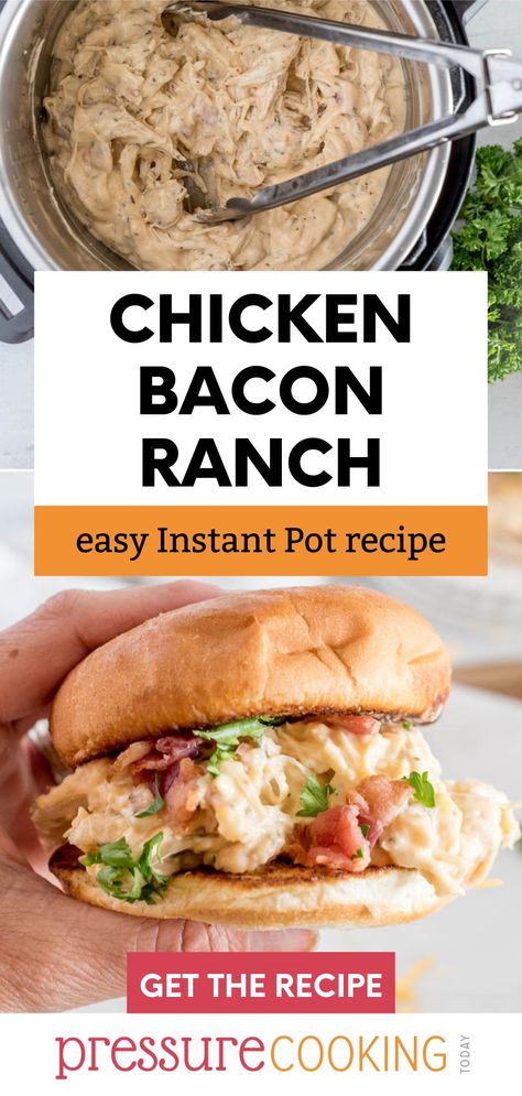 Chicken Bacon Ranch (aka Crack Chicken) via @PressureCook2da Instant Pot Chicken Bacon Ranch, Ranch Chicken Instant Pot, Pressure Cooking Today, Ranch Chicken Recipes, Chicken Ranch, Best Pressure Cooker, Bacon Chicken, Dump Dinners, Ranch Recipe