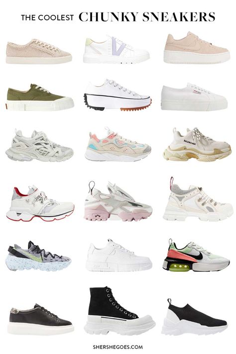 Chunky Sneakers Street Style Shoes Sneakers, Neutral Chunky Sneakers, Trendy Chunky Sneakers, Beige Chunky Sneakers Outfit, 2023 Trendy Sneakers, Trendy Trainers 2023, How To Style Platform Shoes, Sneakers Fashion Platform, Designer Platform Sneakers