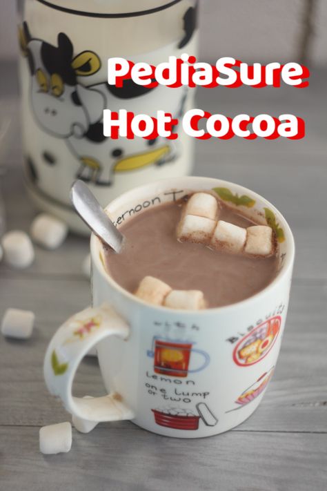 Did you know that you can make Hot Cocoa using PediaSure?  It’s a great way to turn PediaSure into a yummy treat your kids will be excited about drinking. It’s easy to make hot chocolate from PediaSure. The only thing you need to keep in mind is to be sure to heat the beverage just … Pediasure Recipe Kids, Pediasure Recipes, Toddler Meal Recipes, Hot Chocolate Treats, Kid Foods, Kid Meals, Baby Recipes, Hot Cocoa Recipe, Kid Snacks