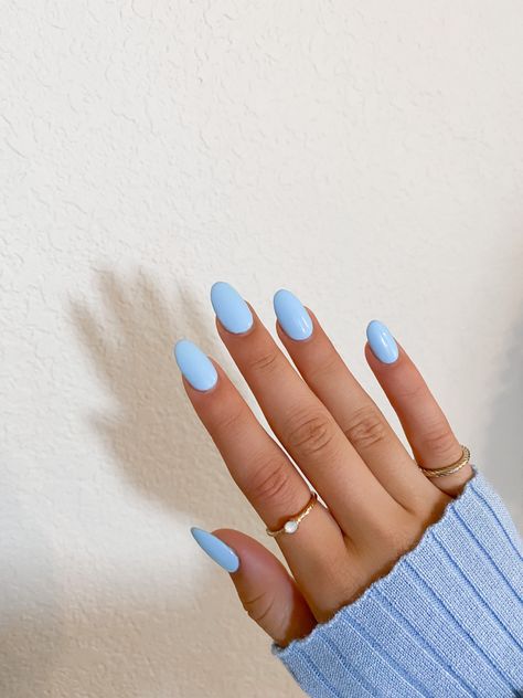 @amayaschumakerr Baby Blue Acrylic Nails, Rounded Acrylic Nails, Baby Blue Nails, Blue Acrylic Nails, Nails Aesthetic, Simple Acrylic Nails, Almond Acrylic Nails, Round Nails, Acrylic Nails Coffin Short