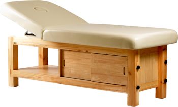 Facial Bed Ideas, Spa Massage Bed, Sliding Shutters, Spa Furniture, Solid Wood Design, Massage Bed, Spa Equipment, Wood Stain Colors, Massage Table