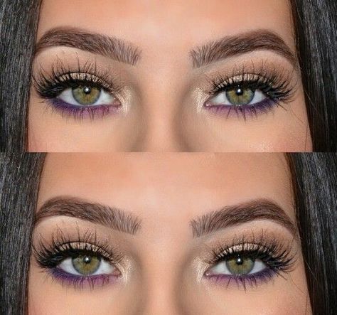 90s Eye Makeup, Different Eyeliner Looks, 1920 Makeup, Under Eye Liner, Lila Make-up, Purple Eyeliner, Hazel Eye Makeup, Makeup Looks For Green Eyes, Alat Makeup