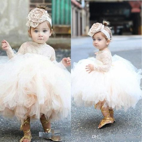 2019 Ball Gown Tulle Baby Infant Flower Girls' Dresses For Weddings With Lace Long Sleeves Toddler Pageant Party Gowns Little Girls Dress Shoes Little Girls Formal Dresses From Lovedress2016, $85.43| DHgate.Com Girls Baptism Dress, Baptism Dress Baby Girl, Flower Girls Dresses, 1st Birthday Dresses, Kids Formal, Wedding Dresses For Kids, Baby Party Dress, Newborn Baby Girls, Bow Wedding