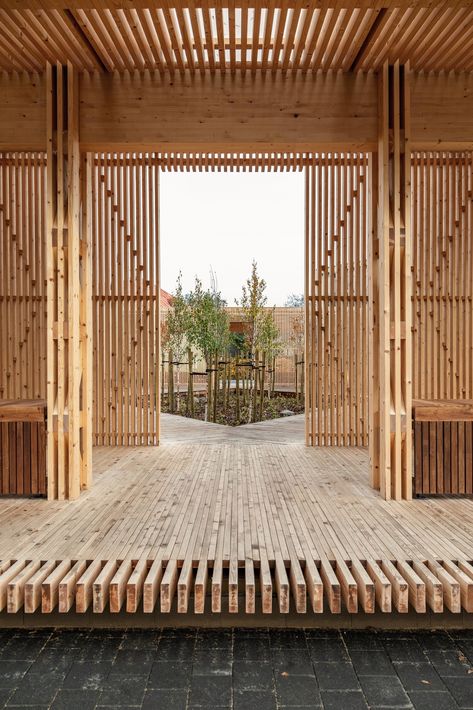 Wooden Pavilion, Homemade Modern, Park Pavilion, Wooden Facade, Timber Architecture, Pavilion Architecture, Concrete Pendant, Urban Interiors, Wood Architecture