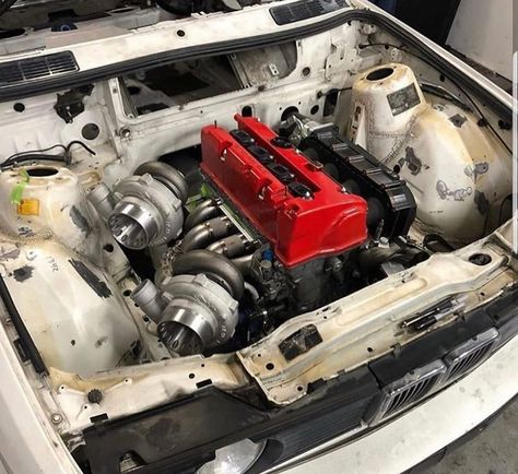 Jdm Engine, Bmw Turbo, Jdm Engines, Twin Turbo Engine, Turboshaft Engine, Nissan Engine, Bmw E30 Engine Bay, Engine Swap, Bmw E30