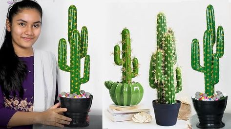 Room Corner Decoration, Fake Cactus Plants, Plants For Decoration, Cactus Centerpiece, Indoor Cactus Plants, Fake Cactus, Key Holder Diy, Diy Cactus, Diy Pineapple