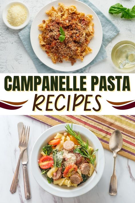 Campanelle Pasta Recipes Campanella Pasta, Campanelle Pasta Recipes, Gigli Pasta, Pasta Receipes, Unique Pasta Salad, Garden Pasta Salad, Campanelle Pasta, Fresh Tomato Pasta, Sausage Pasta Recipes